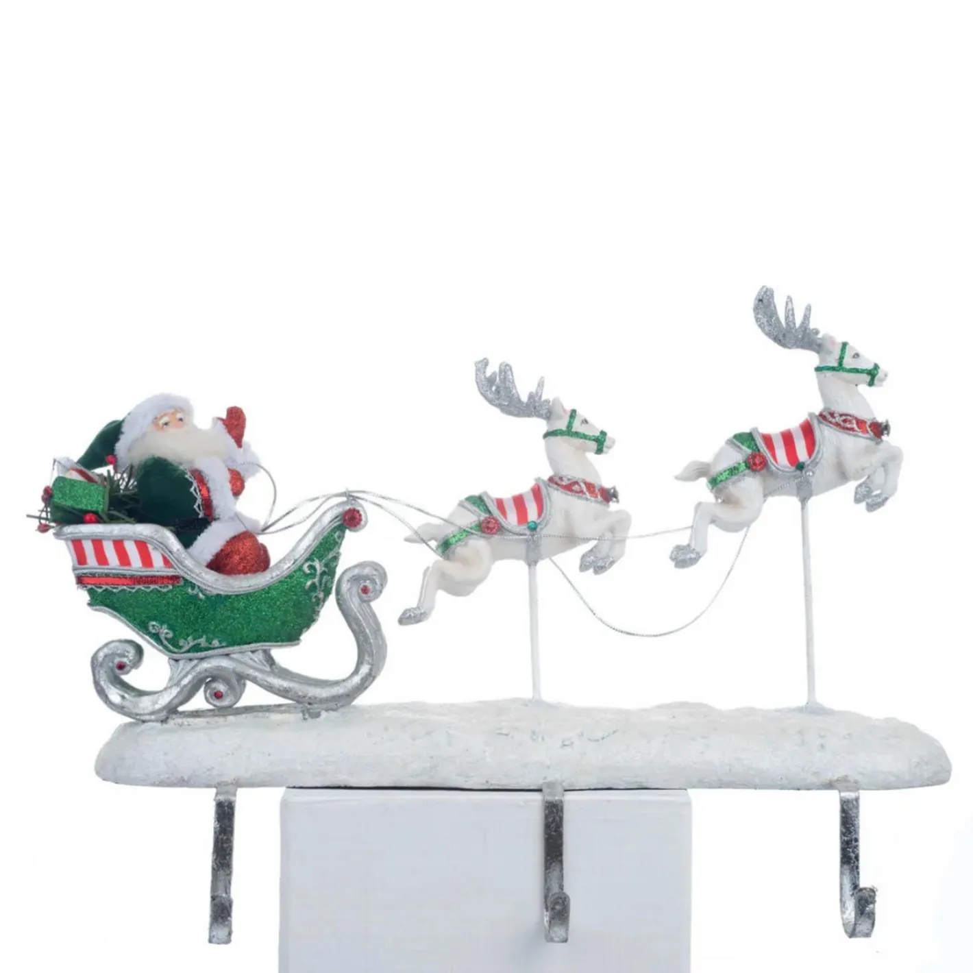 Katherines Collection Katherine's Collection 16.75" Peppermint Palace Santa and Reindeer Christmas Stocking Holder 28-328042 Best