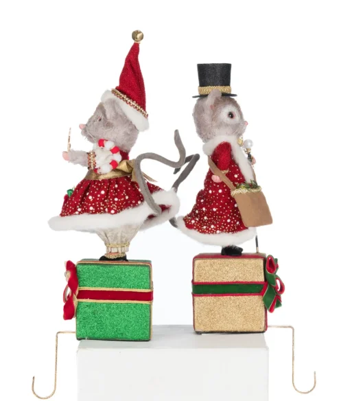 Katherines Collection Katherine's Collection 16.5" Set of 2 Royal Christmas Ball Mouse Stocking Holders 28-528803 Clearance