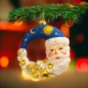 Kurt Adler 5" Bellissimo Moon Santa Glass Christmas Ornament BELL0036 Sale