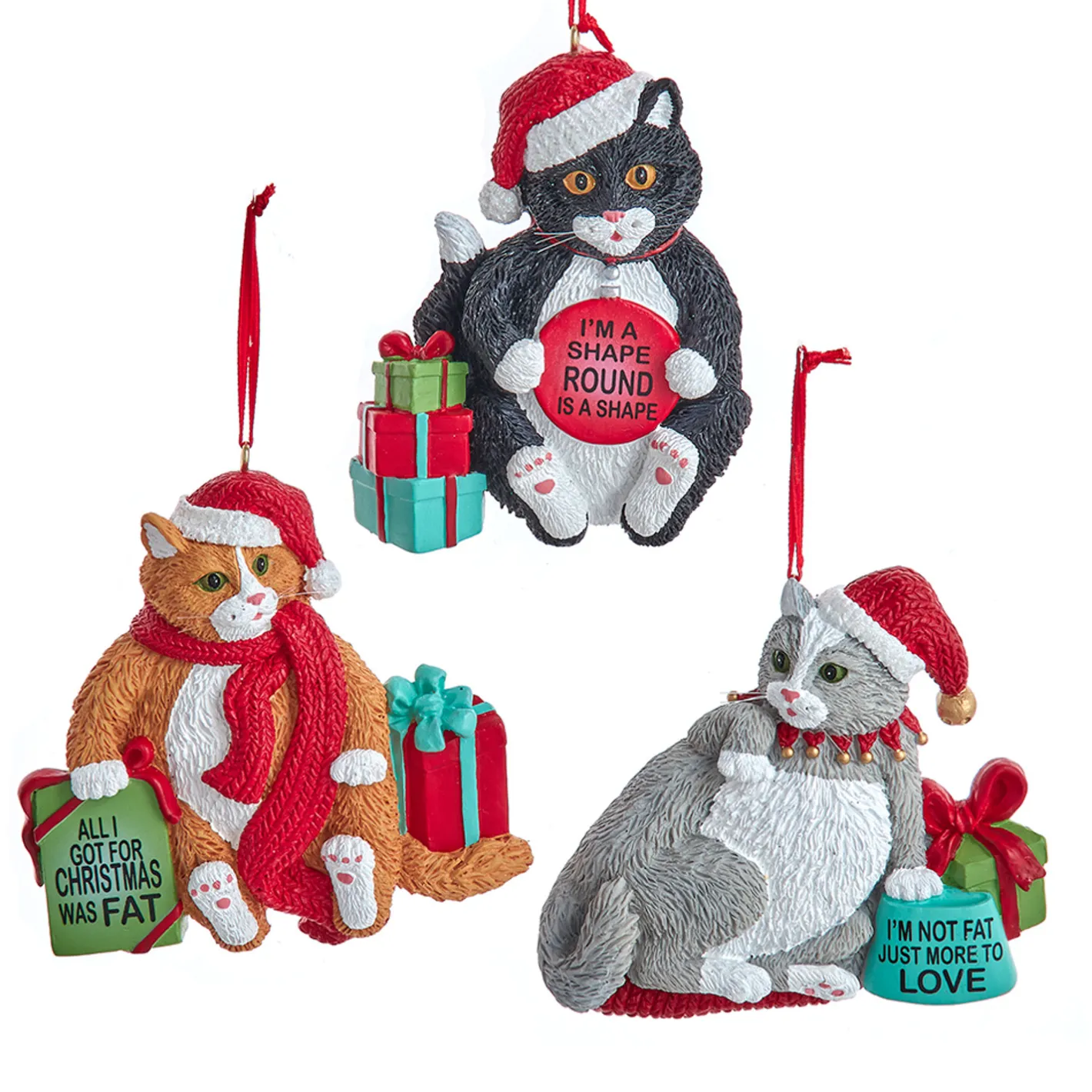 Kurt Adler 3.5" Fat Cat Christmas Ornament A2220 Outlet