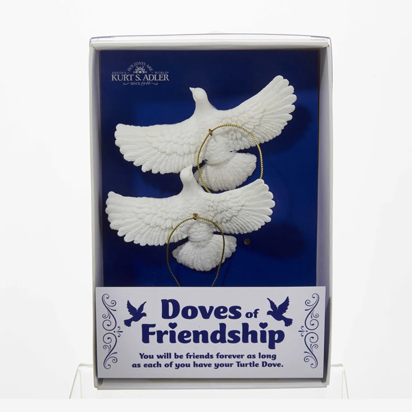 Kurt Adler 4.5" Friendship Turtle Dove Christmas Ornaments Set of 2 C6699 Discount