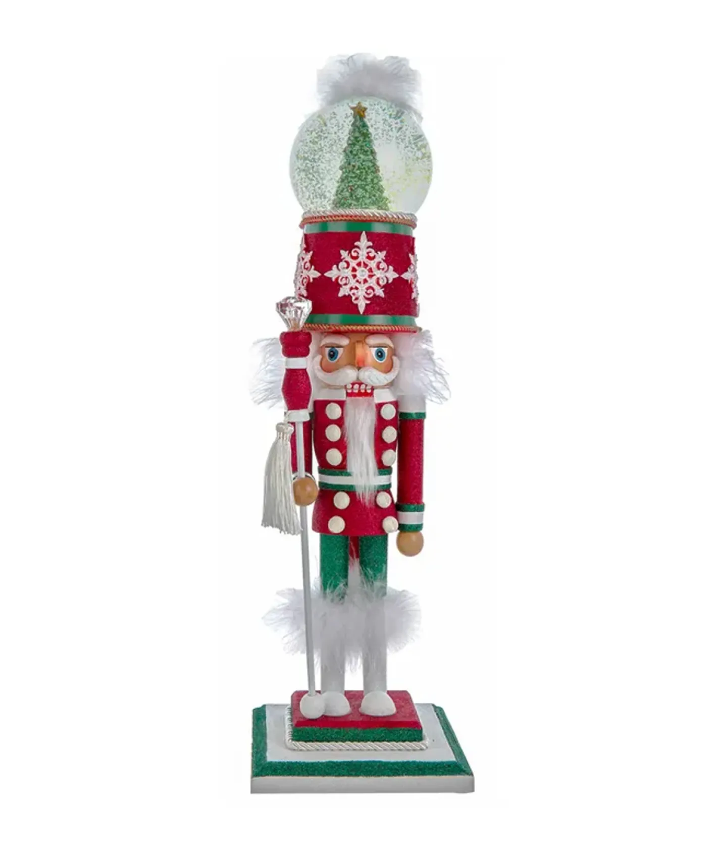 Kurt Adler 21" Hollywood Nutcrackers Deck The Halls Christmas Musical Water Globe Hat Nutcracker HA0724 Clearance