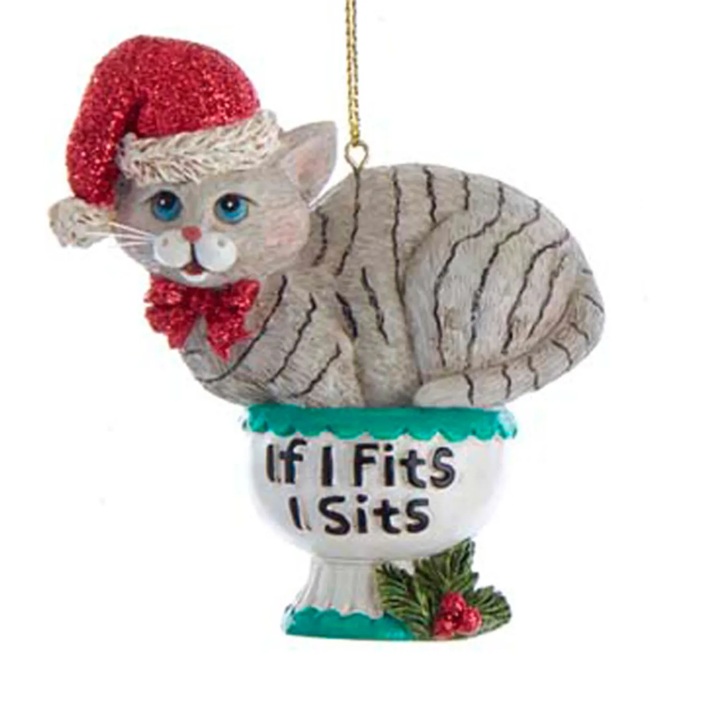 Kurt Adler 3.25" "If I Fits, I Sits" Cat Christmas Ornaments E0599 Best