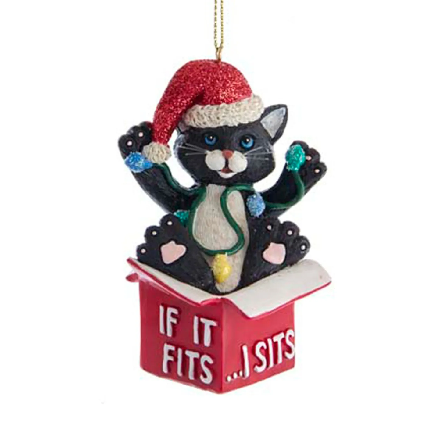 Kurt Adler 3.25" "If I Fits, I Sits" Cat Christmas Ornaments E0599 Best