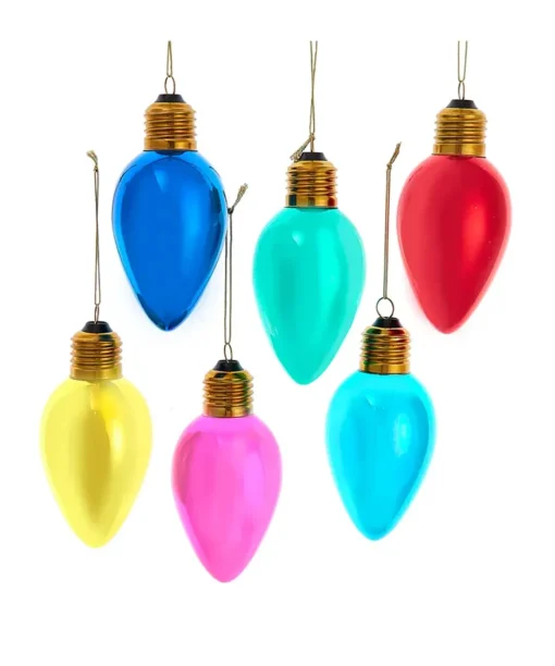 Kurt Adler 4.5" Large C7 Bulb Glass Christmas Ornaments Set of 6 F2298 Online