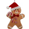 Kurt Adler 12" Large Gingerbread With Candy Cane & Santa Hat Christmas Ornament J8260