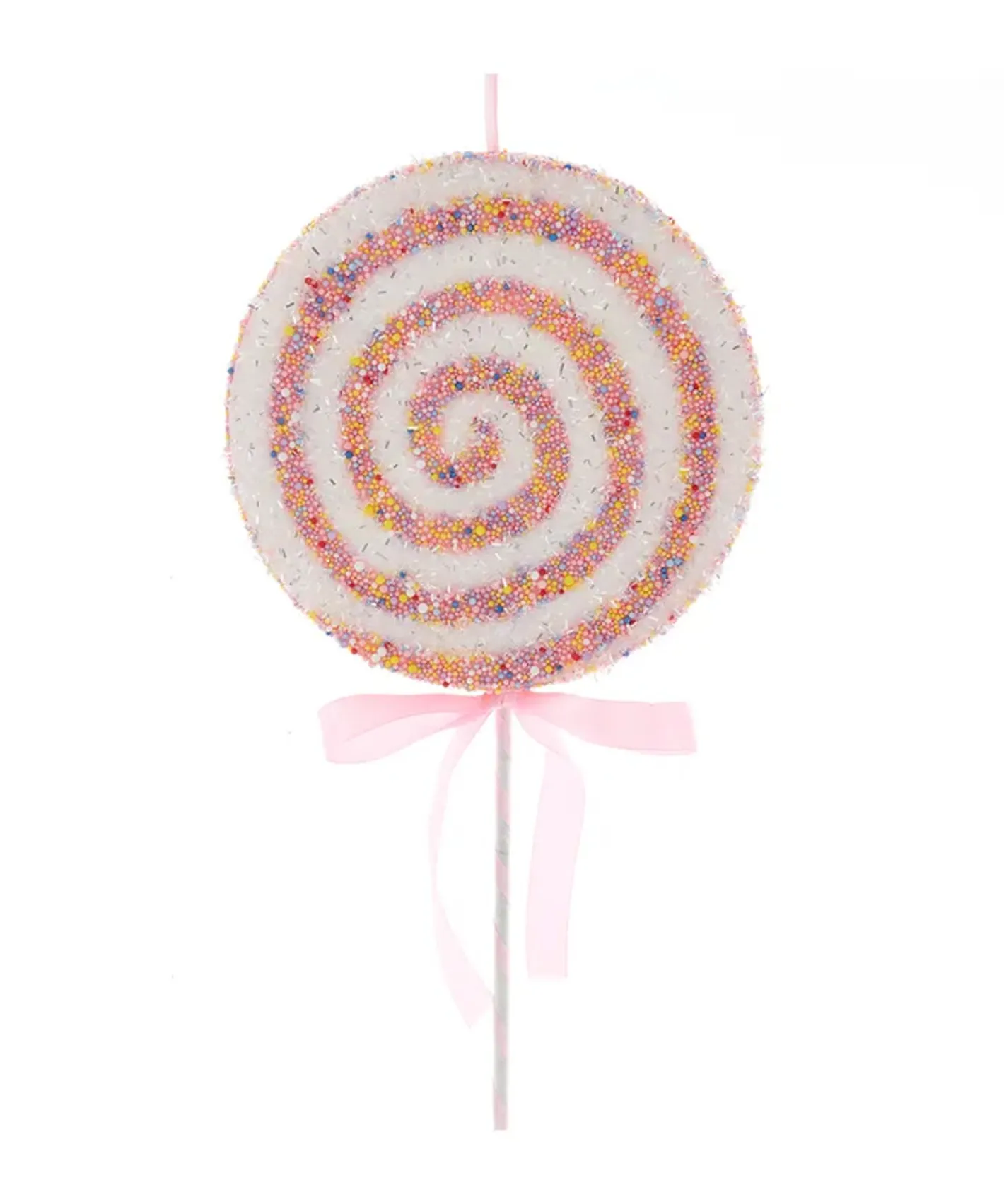 Kurt Adler 21" Large Pink and White Sprinkled Lollipop Christmas Tree Pick D4422 Clearance