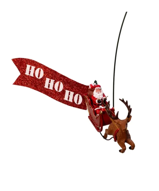 Kurt Adler 19.7" Lighted LED Star With Rotating Santa and Sleigh Christmas Tree Topper AD3001 Sale