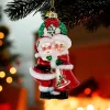 Kurt Adler 5" Noble Gems Mr and Mrs Santa Under the Mistletoe Glass Christmas Ornament NB1787 Online