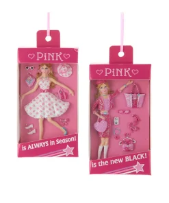 Kurt Adler 3.5" Pink Boxed Doll Christmas Ornament A2340 Clearance