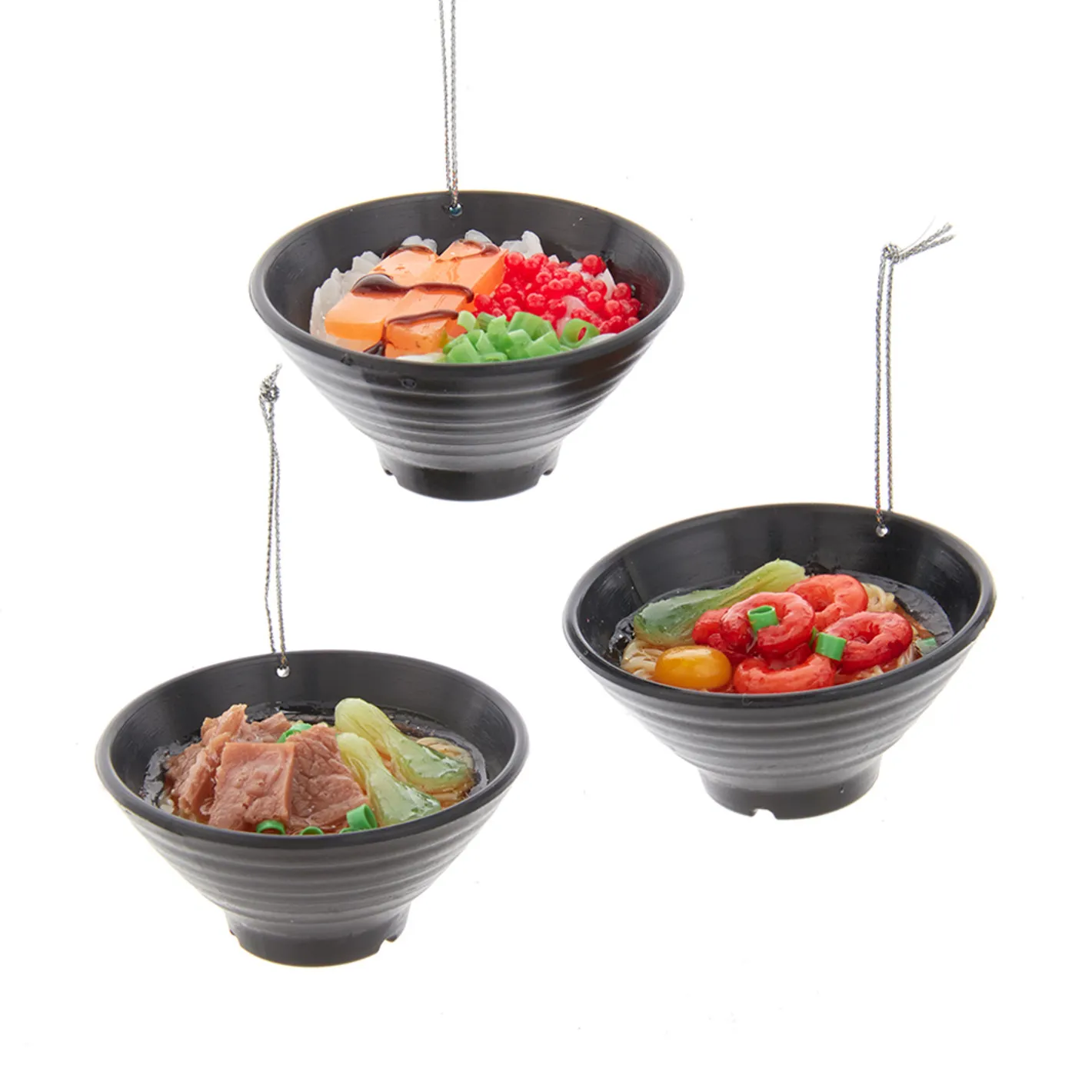 Kurt Adler 2.75" Set of 3 Asian Rice & Noodle Bowl Christmas Ornament D4237 Online