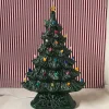 Handmade Ceramics Large Flat Ceramic Lighted Window or Mantel Christmas Tree 19" Discount