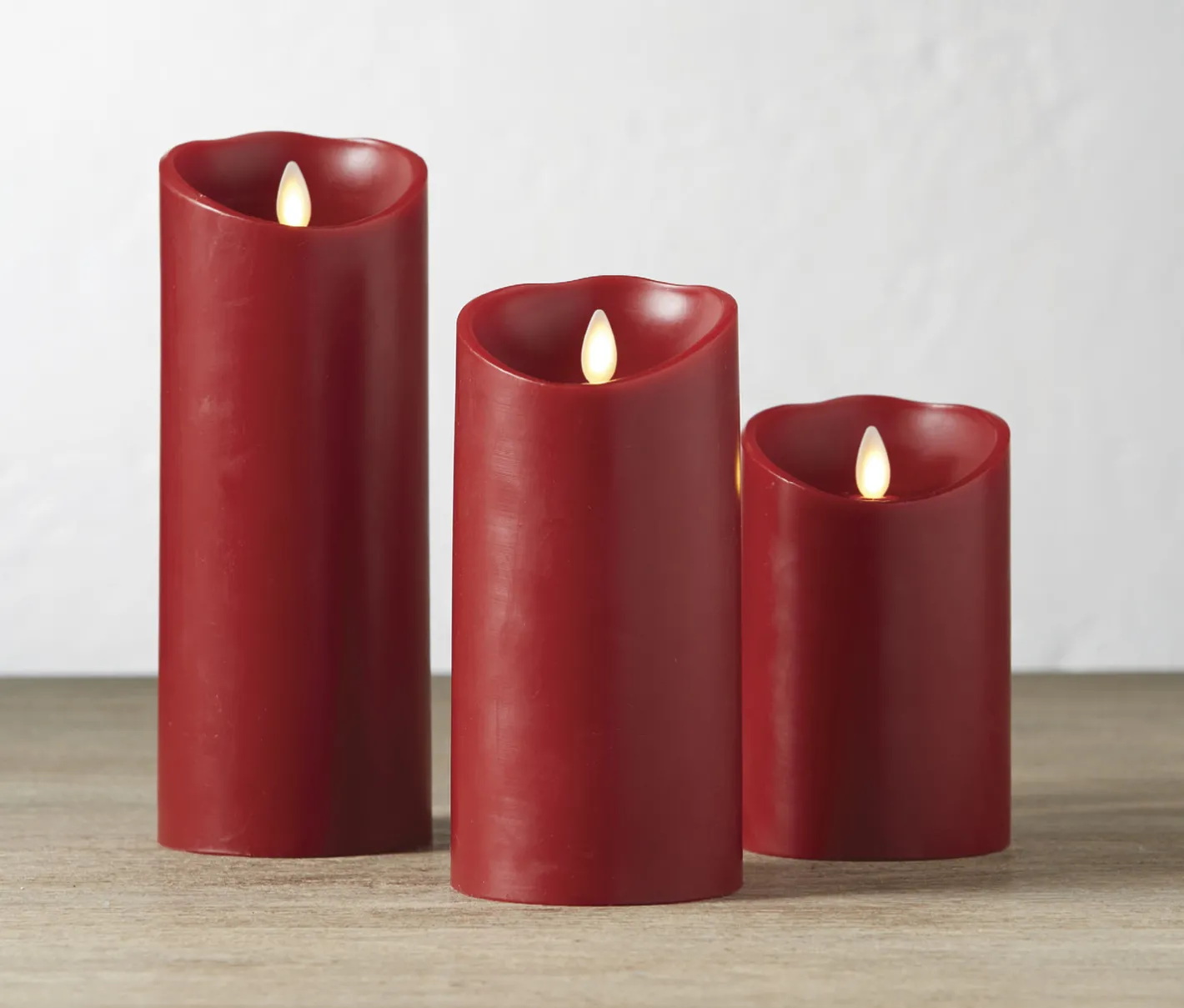 Liown 3.5" x 5", 7", or 9" Moving Flame Burgundy Red-Cinnamon Scented Pillar Battery Candle Best