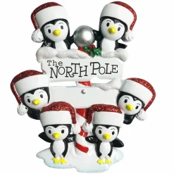 Polar X Penguin Family of 6 at The North Pole Personalized Christmas Ornament OR1739-6