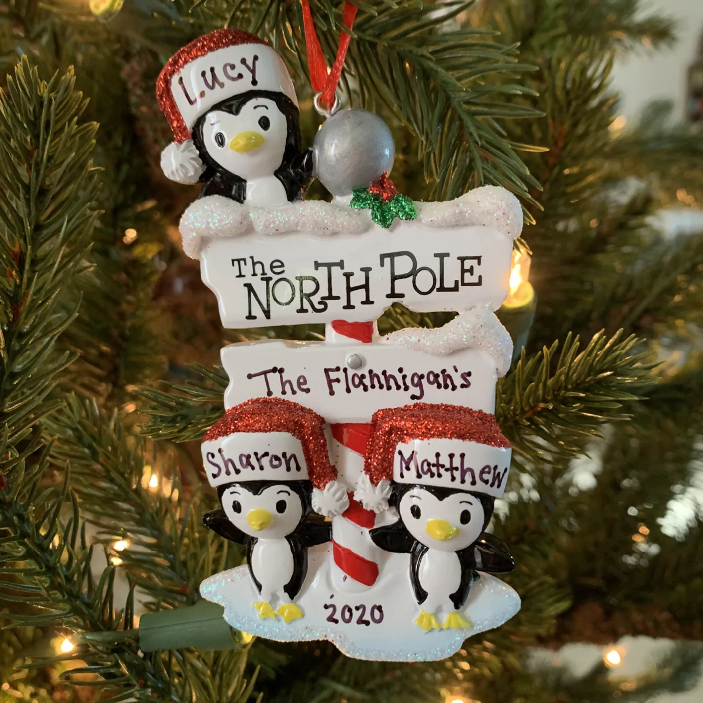 Polar X Penguin Family of 3 at The North Pole Personalized Christmas Ornament OR1739-3 Sale