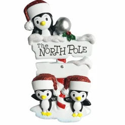 Polar X Penguin Family of 3 at The North Pole Personalized Christmas Ornament OR1739-3 Sale