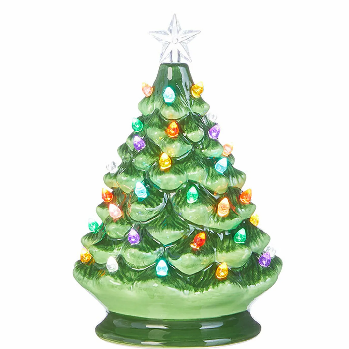 Raz Imports Raz 8", 13", or 17" Battery Operated Lighted Green Ceramic Christmas Tree New