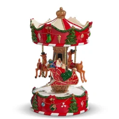 Raz Imports Raz 8.5" Animated Musical Santa's Sleigh Carousel Christmas Decoration 4471351 Best