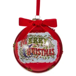 Raz Imports Raz 5" Antique Merry Christmas Ball Glass Christmas Ornament 4524814 Best