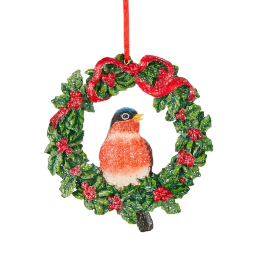 Raz Imports Raz 4.5" Bird in Wreath Christmas Ornament 4107015 Online