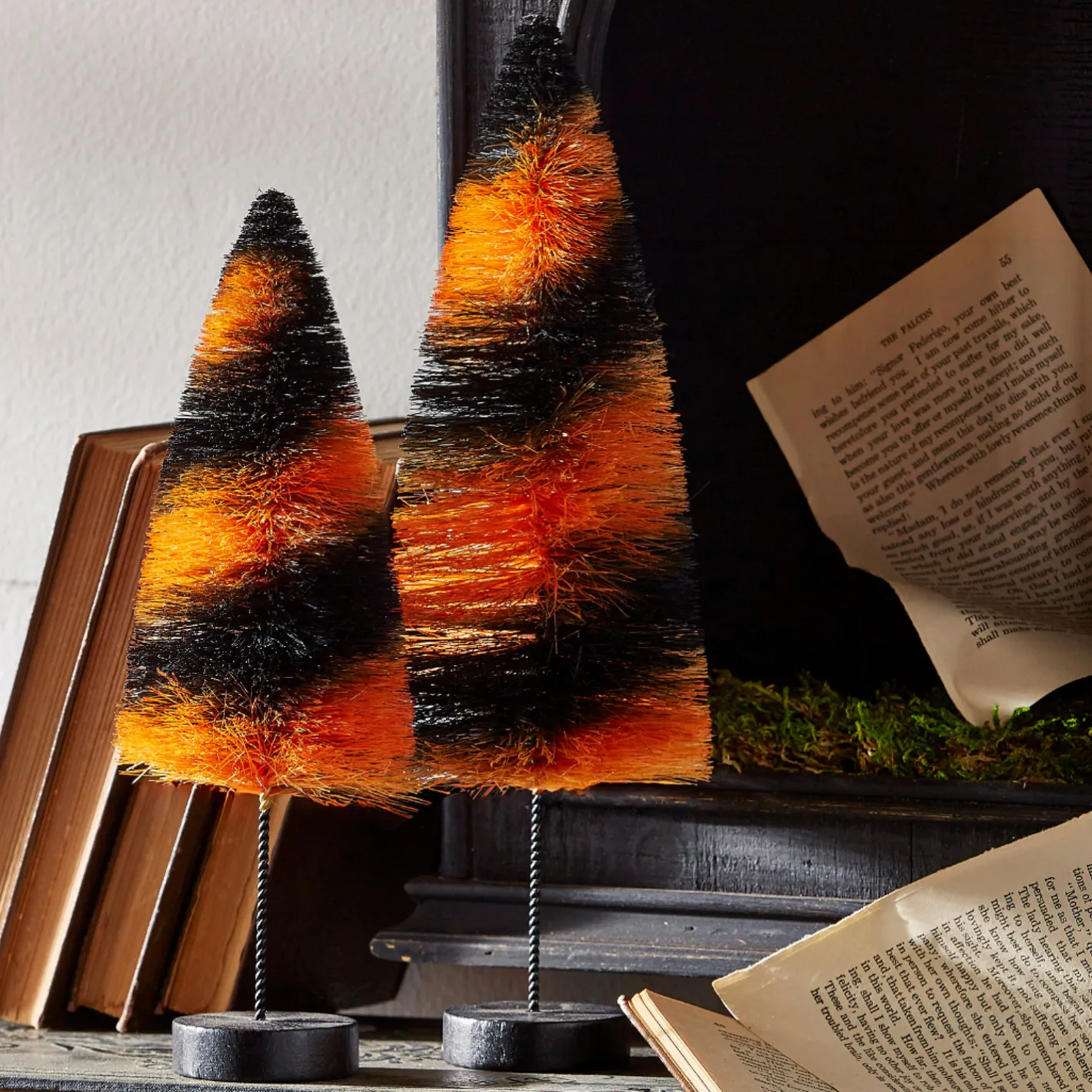 Raz Imports Raz 12" Black and Orange Bottle Brush Halloween Trees 4420025 Outlet