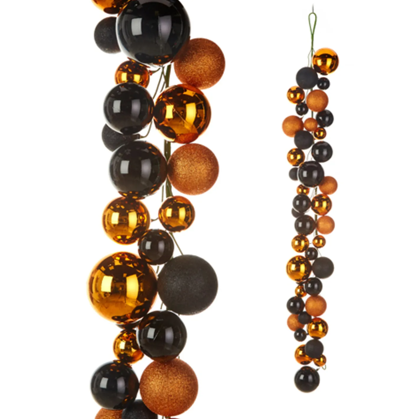 Raz Imports Raz 4' Black and Orange Plastic Ball Halloween Garland G4332727 Clearance
