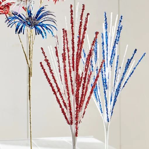 Raz Imports Raz 16.5" Blue and Red Glittered Spray F4506634 Discount