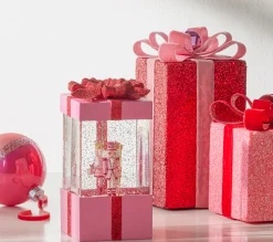 Raz Imports Raz 7.75" Blushing Pink Christmas Present Water Globe with Nutcracker 4400758 Discount