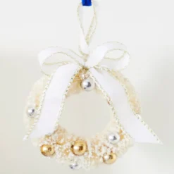 Raz Imports Raz 5.5" Bottle Brush Ivory and Gold Wreath Christmas Ornament 4319150 Online
