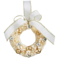 Raz Imports Raz 5.5" Bottle Brush Ivory and Gold Wreath Christmas Ornament 4319150 Online