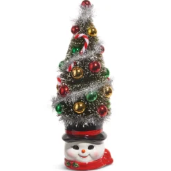 Raz Imports Raz 14" Bottle Brush Tree in Snowman Mug Christmas Decoration 4419120 Sale
