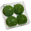 Raz Imports Raz 4" Box of 4 Green Glittered Ball Christmas Ornament 4533502 New