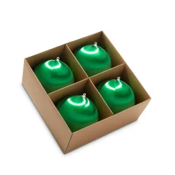 Raz Imports Raz 4" Box of 4 Green Satin Ball Vintage Inspired Christmas Ornaments 4332733 New