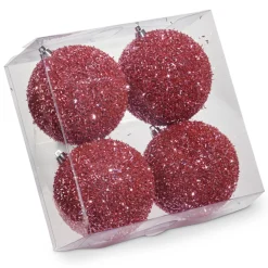 Raz Imports Raz 4" Box of 4 Pink Glittered Christmas Ornament 4533500 New
