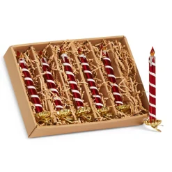 Raz Imports Raz 7.5" Box of 6 Red and White Clip On Candle Glass Christmas Ornaments 4524921