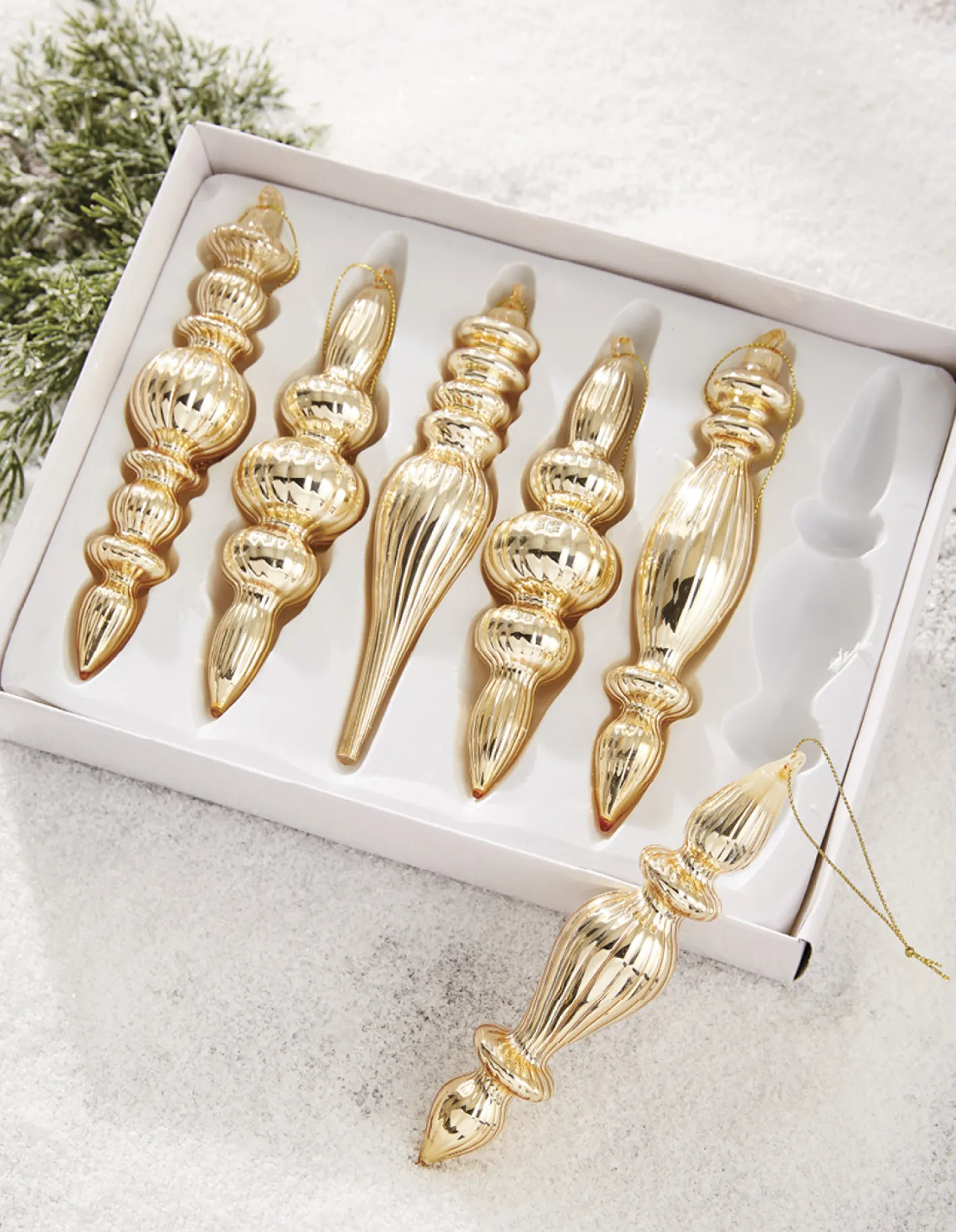 Raz Imports Raz 6.5" Box of Gold Finial Glass Christmas Ornaments 4122829 Best