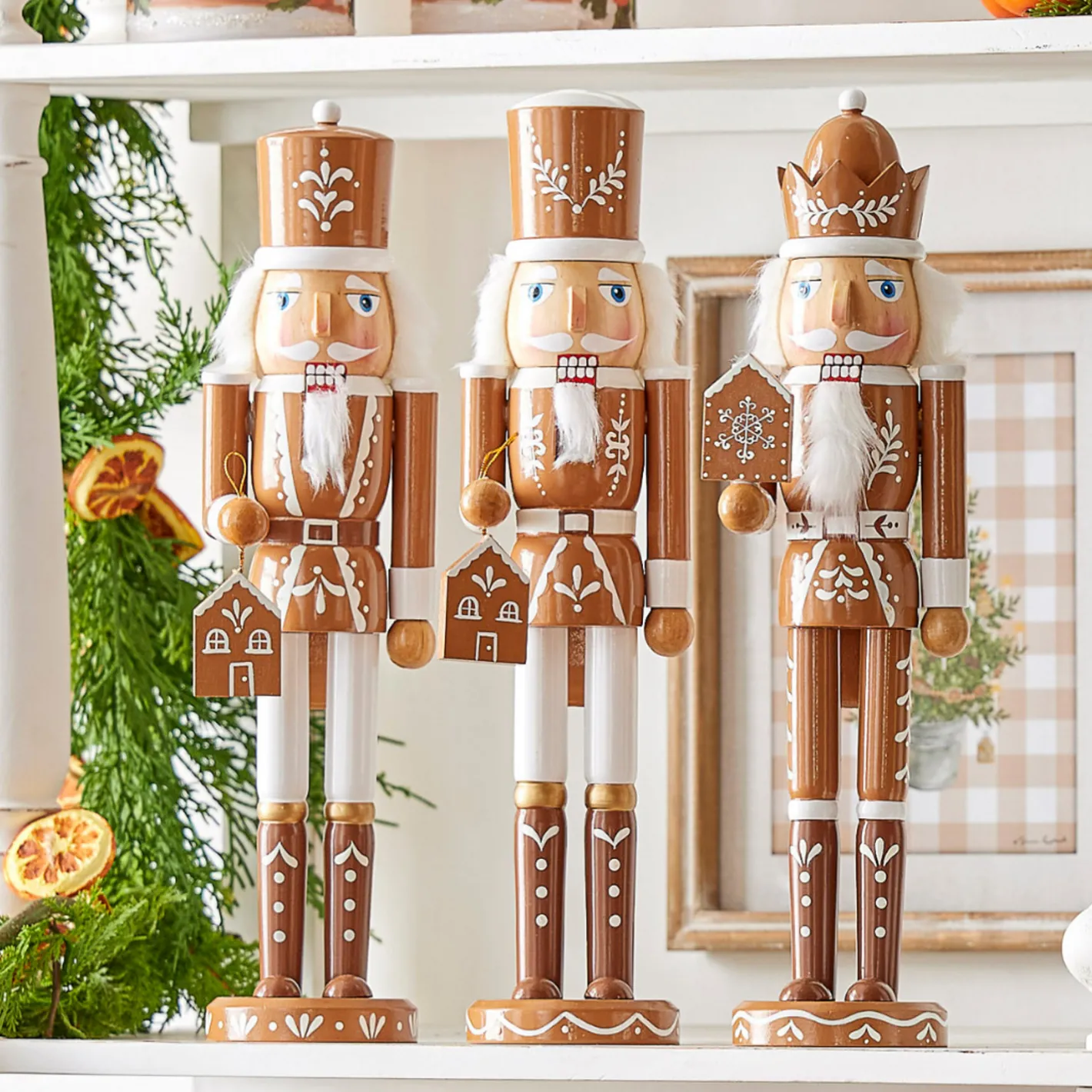 Raz Imports Raz 15.5" Brown and White Wooden Gingerbread Nutcracker Christmas Decoration 4422824 Online