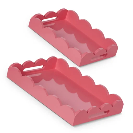 Raz Imports Raz 18.5" Bubblegum Pink Scalloped Easter Trays Set of 2 4559001 Clearance