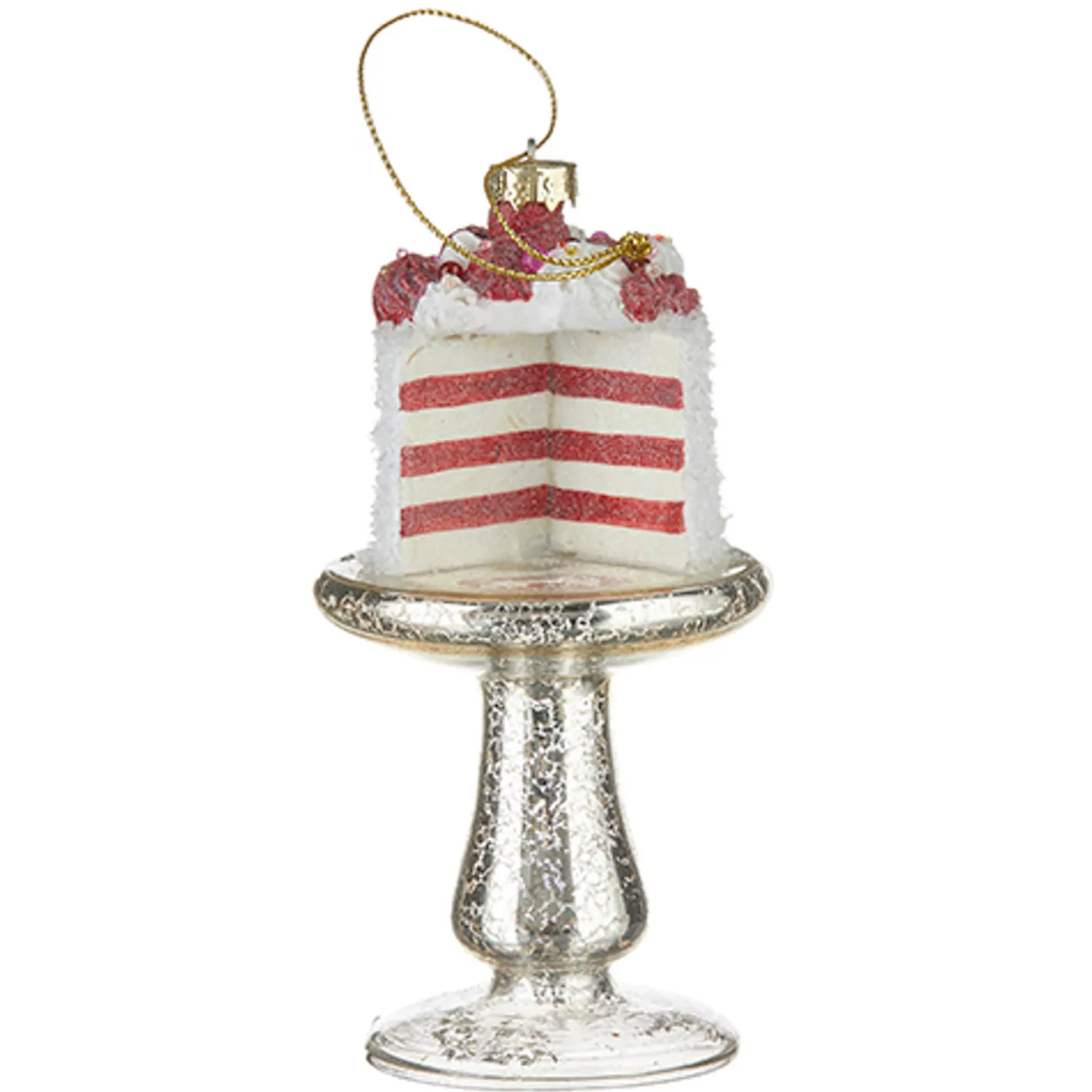 Raz Imports Raz 5.25" Cake on Plate Glass Christmas Ornament 4220908 Sale