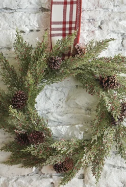 Raz Imports Raz 24" Cedar, Pinecone, and Berry Christmas Wreath W4202569 New