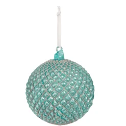 Raz Imports Raz 6" Cerulean Blue Quilted Ball Glass Christmas Ornament 4322938