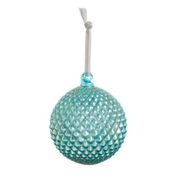 Raz Imports Raz 4" Cerulean Blue Quilted Glass Ball Christmas Ornament 4422947
