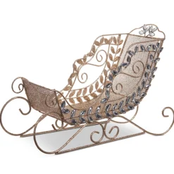 Raz Imports Raz 15" Champagne Glitter and Clear Jeweled Christmas Sleigh Decoration 4513589 Sale