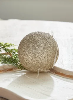 Raz Imports Raz 6" Champagne Glitter Ball Glass Christmas Ornament 4322917 Outlet