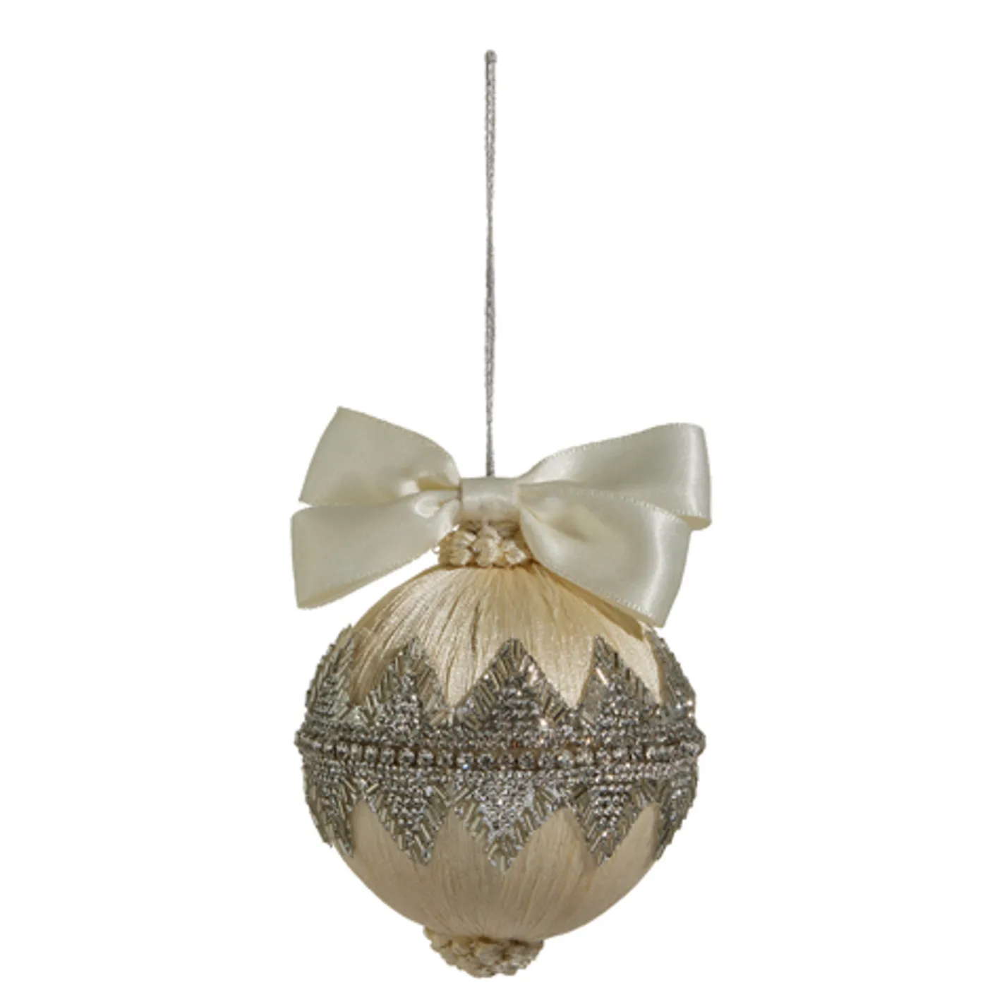 Raz Imports Raz 4" Champagne Jeweled Christmas Ornament with Bow 4427329