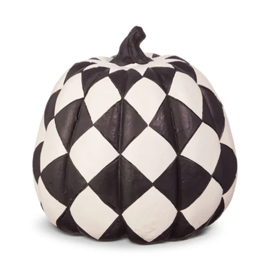 Raz Imports Raz 7.5" Checkered or Chevron Orange or Black and White Pumpkin Halloween Decoration