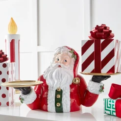 Raz Imports Raz 28.75" Christmas Table Top Santa Butler Figure with Serving Platters 4510332 Hot