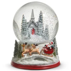 Raz Imports Raz 6.5" Church and Santa Christmas Water Snow Globe Decoration 4516289 New