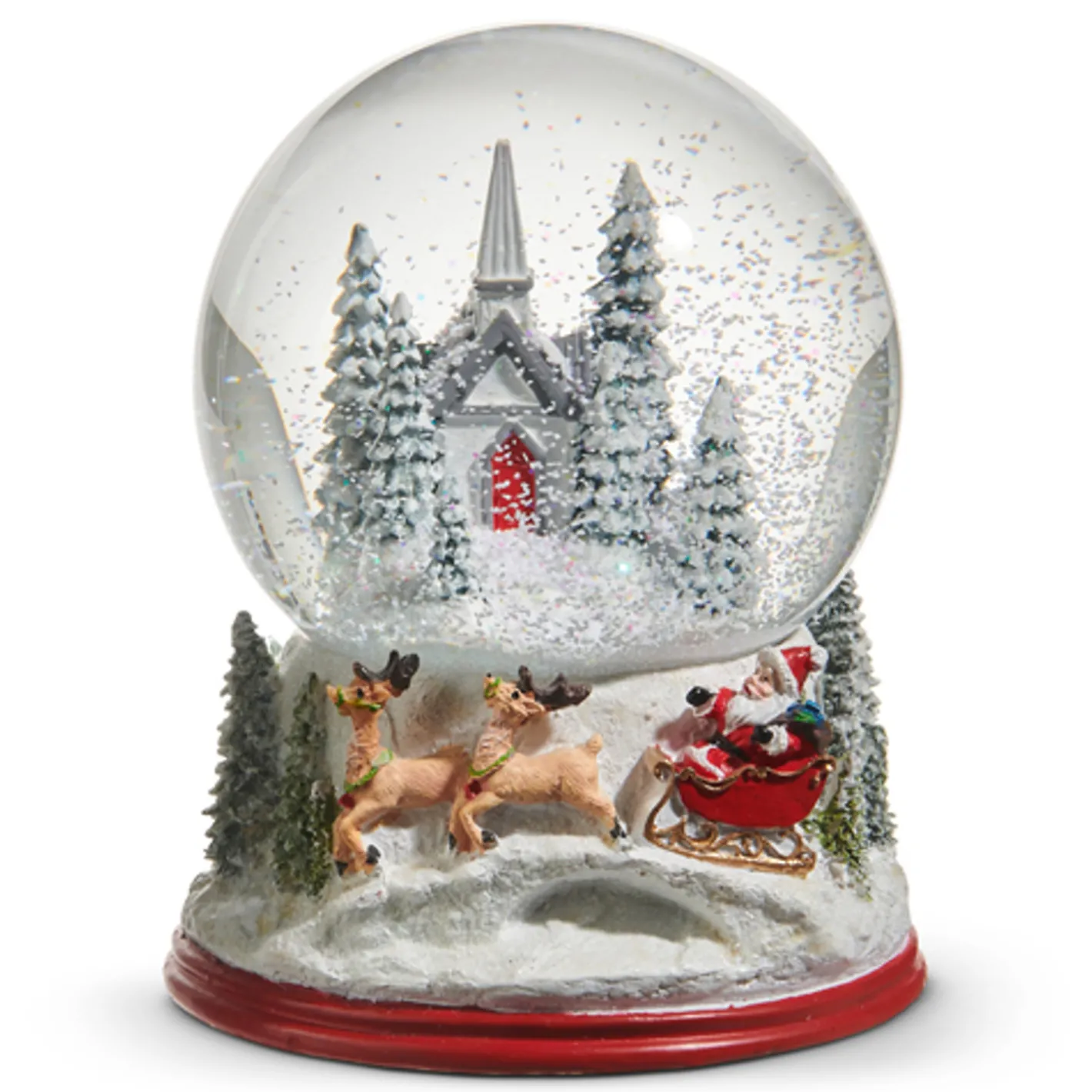 Raz Imports Raz 6.5" Church and Santa Christmas Water Snow Globe Decoration 4516289 New