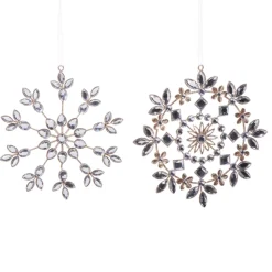 Raz Imports Raz 6.5" Clear Jeweled Snowflake Ornament Set of 2 4513579 Outlet